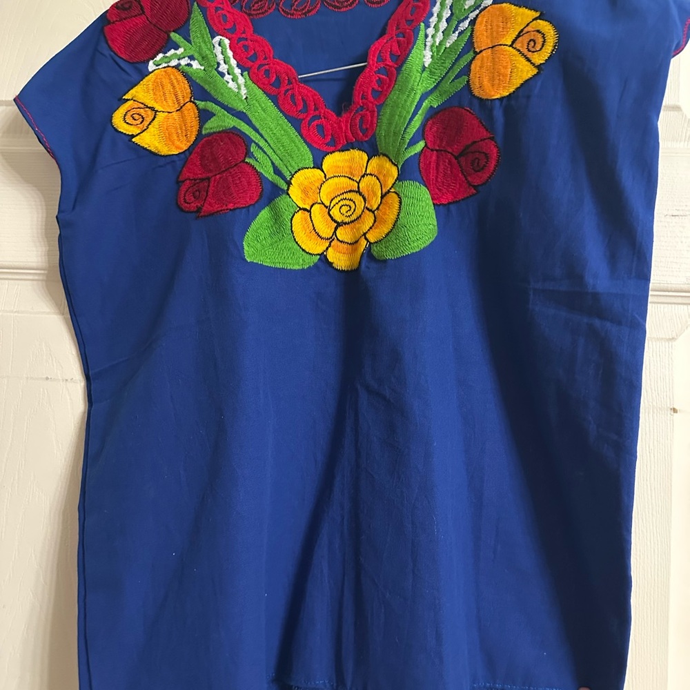 Embroidered Floral Blue Blouse - Picture 2 of 3